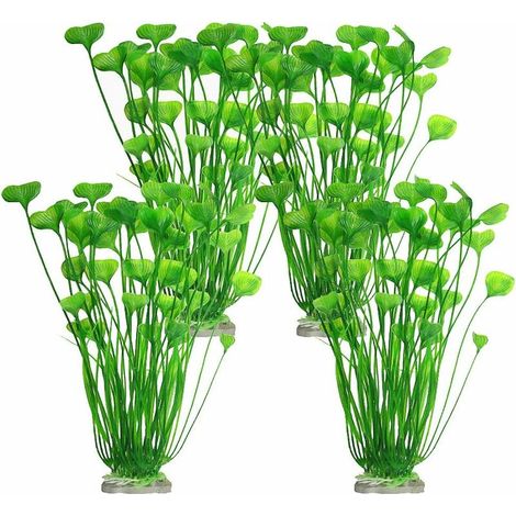 Aquarium Decorations Plants, 4 Pcs Artificial Fish Tank Plants 40cm Large Plastic Aquatic Green Plant Fake Water Grass for Fish Tank Aquarium Decor Ornament Safe