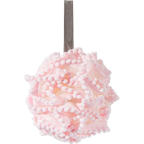 Éponge de bain en maille douce et exfoliante, grande taille, mousse riche et dense, pour hommes et femmes, rose (1/5)