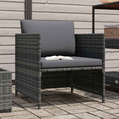 Divano da Giardino Divano da esterno con Cuscini Grigio in Polyrattan (1/5)