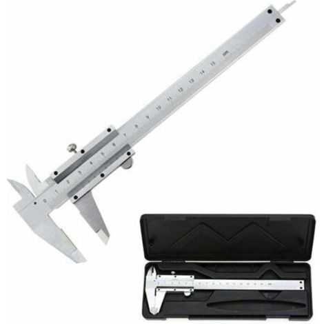 Pied à Coulisse , 150mm / 0.02mm Pied à Coulisse Vernier Analogique en Acier Inoxydable, Haute Précision Outil Micromètre avec Mesure en Profondeur, Intérieur et Extérieur Professionne