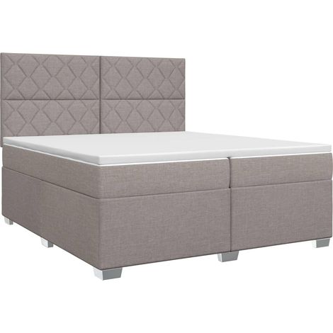 Letto box spring con materasso Tortora 200 x 200 cm Tessuto vidaXL (1/5)