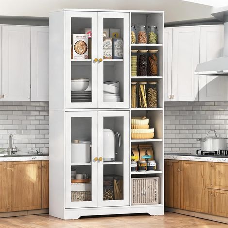 Buffet blanc en panneau de particules MDF 90 x 35 x 172 cm (1/5)