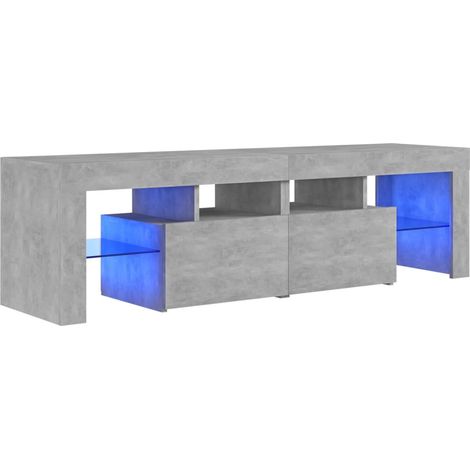 Meuble TV avec lumières LED Gris béton 140x35x40 (1/5)