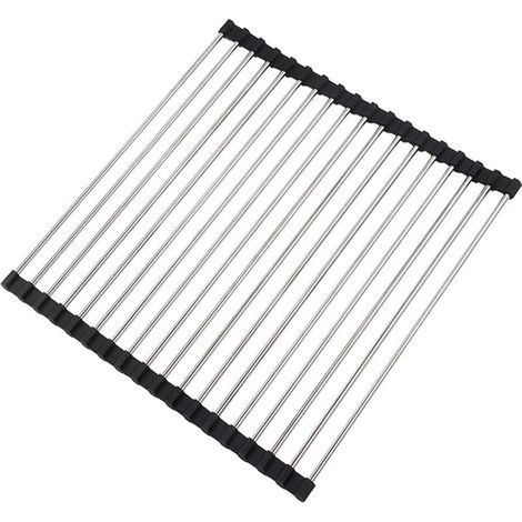 Küchen-Abtropfgestell, faltbares Abtropfgestell, Küchen-Abtropfgestell aus Edelstahl, Abtropfgestell für die Spüle, Abtropfmatte, 43 x 35 cm - (1/4)
