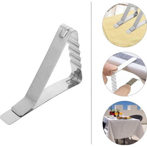 Lot de 12 pinces à nappe - grandes, épaisses et robustes - idéales pour une utilisation en extérieur - supports de nappe - pinces pour table de pique-nique - supports de nappe - acier inoxydable - cou (1/5)