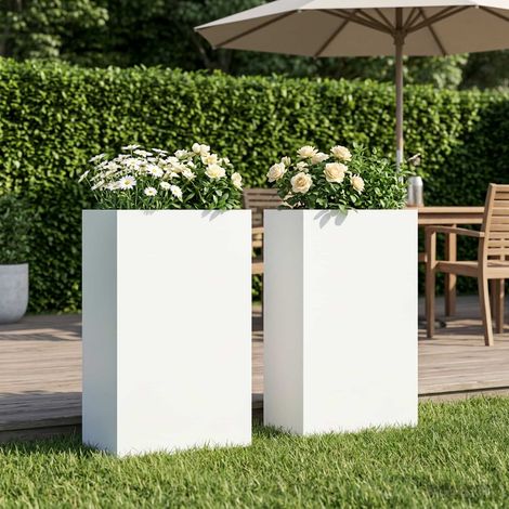 vidaXL Macetero de Jardín 2 uds. Blanco 50 x 20 x 75 cm (1/5)