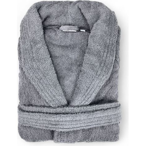 ACCAPPATOIO in Spugna a SCIALLE Senza Cappuccio Grigio in Puro Cotone Made in Italy XXL