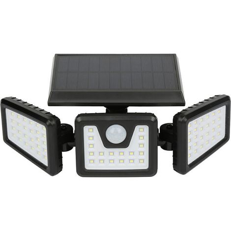 Project solaire murale lampe solaire exteri avec 3 têtes 70 LED détect de mouvement (1/5)