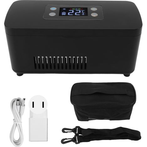 Glacière réfrigérée à insuline, boîte de stockage portable avec port USB, 100-240V, étanche, pour médicaments, prise américaine, noir (1/5)