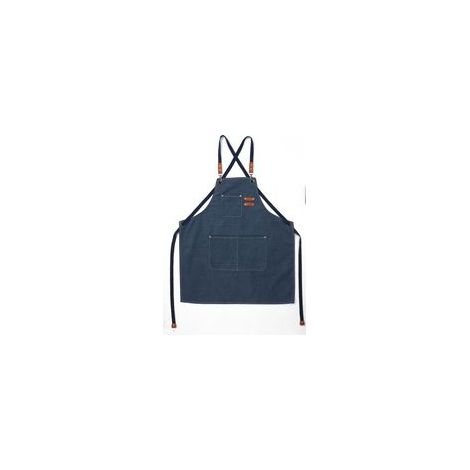 (Blu navy) Grembiule da cucina da uomo, grembiule in tela con 3 tasche, impermeabile e regolabile, per barbecue, ristoranti, giardini, falegnameria, 78 x 68 cm - Crezuo