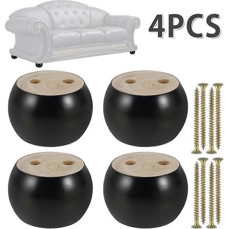 Ensemble de 4 pieds de canapé en bois, meubles de table basse, pieds de meuble horizontaux, pieds de meubles, tapis de protection de sol antidérapant. (1/5)