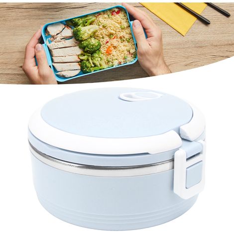Isolierte Lunchbox mit einlagigem Laschendeckel, kleine tragbare Bento-Box aus Edelstahl mit Sicherheitsverschluss, geeignet für Kinder und Erwachsene, blau. (1/5)