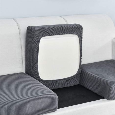 1 Housse de coussin, tissu extensible, motif tartan, antidérapant, pour salon (1/5)