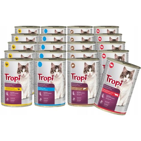 Cibo umido per gatti TROPI, mix di gusti, 20 confezioni da 415 g