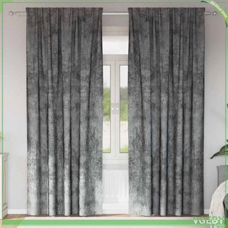 Rideaux en velours - FAFEISY - 4107691 - 245 x 140 cm - Gris - Occultant - Isolation thermique - Lot de 2 (1/5)