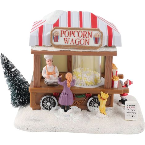 Maison de Noël musicale lumineuse, wagon à musique, boîte à musique décorative de bureau, décoration de table, popcorn (1/5)