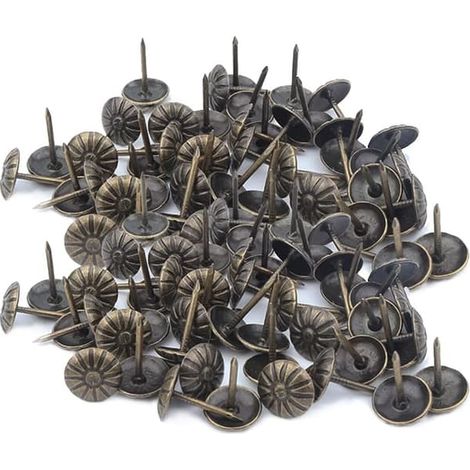 500 clous à meubles (11 x 17 mm/bronze) à motif floral, vintage (1/5)