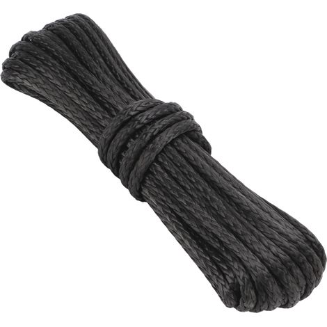 Corde de remorquage pour remorque, 15 m, en nylon noir, résistante, de rechange pour SUV, camion, VTT, UTV (1/5)