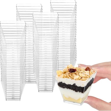 Mini Gobelets à Dessert 60ml(50pcs) – Coupes Carrées en Plastique – Parfaits pour Mousse, Puding, Apéritifs (1/5)