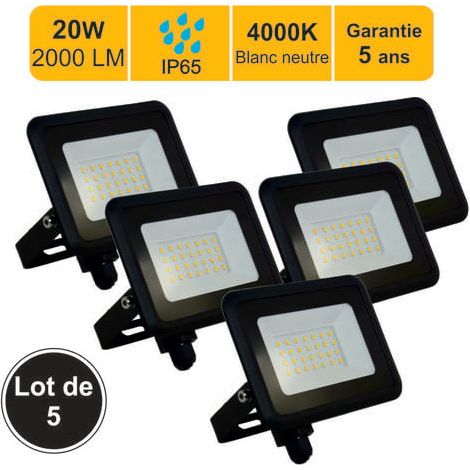 [JAMAIS UTILISÉ] Lot de 5 projecteurs LED 20W/IP65/IK10/1800lm/4000K connexion directe - sans câble - garantie 5 ans