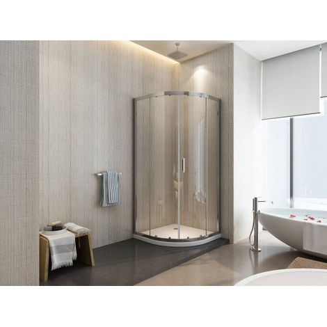 Box doccia semicircolare scorrevole cristallo 6mm trasparente anticalcare h.190cm Sicena Slition Trasparente 6mm,80x80 cm
