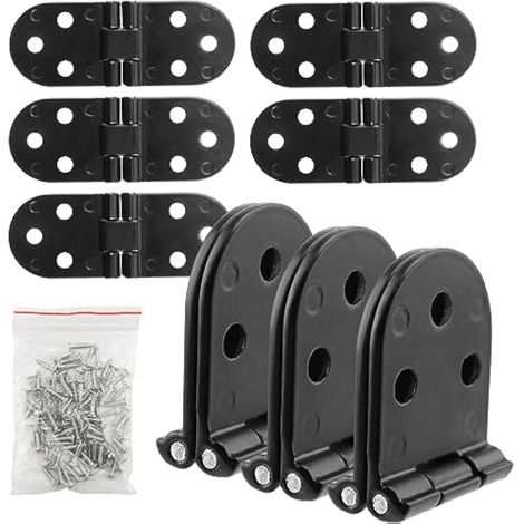 8 Pièces Flip Top Charnière avec Vis, Charnière Pliante, pour Table Pliante, Armoire, Caisse en Bois, Portes, (Noir) (1/5)