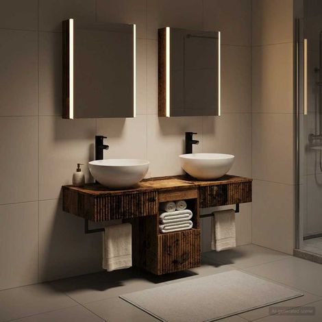 vidaXL Juego de Muebles de Baño 5 uds. Madera envejecida (1/5)