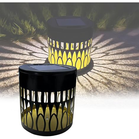 Datura Lot de 2 lampes solaires décoratives en métal à énergie solaire pour terrasse, clôture, mur, clôture, jardin, terrasse, jardin