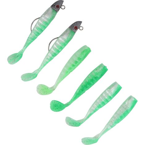 boîtes de leurres souples de pêche, appâts artificiels en silicone souple, pour eau douce et eau salée, couleur vert pois (1/5)