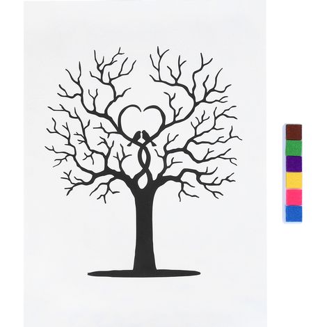 1 Toile arbre empreintes, panneau signature invités, peinture pouce DIY, décoration mariage fête anniversaire (1/5)
