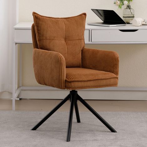 Wahson Office Chair in Corduroy Fabric Thick Padded Modern Comfy Swivel Desk Chair with High Backrest for Home Office, Brown (1/5)