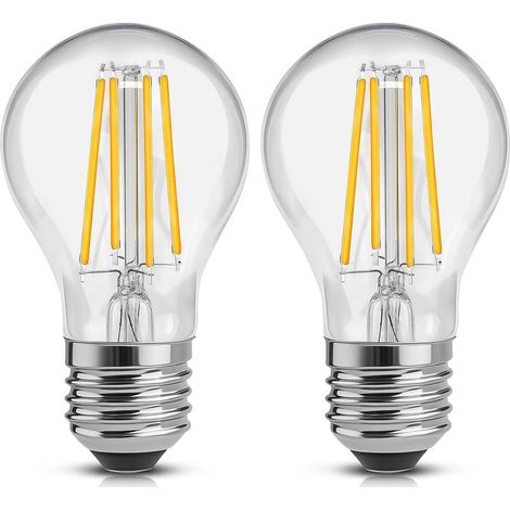 Ampoule LED E27 Blanc Chaud 2700k, A60 ampoule gros culot à vis 6W équivalent 60W halogène, Ampoule decorative culot E27, forme poire, 600 lumen, Non Dimmable, Lot de 2 (1/5)