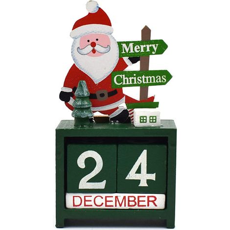Calendrier de bureau perpétuel en bois fait main, blocs en bois motif renne et bonhomme de neige style rétro, décoration pour maison et bureau (1/5)
