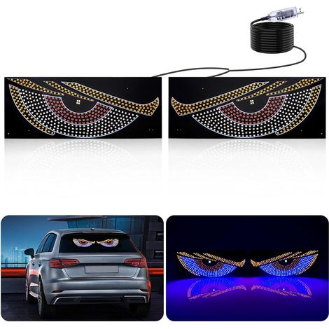 Applicable Voiture Devil\'s Eye LED camion pare - brise vitre avant et arrière affichage logo Big Devil animation dynamique flash USB plug fun cool accessoires jaune bleu (11.81 4.72 pouces) (1/5)