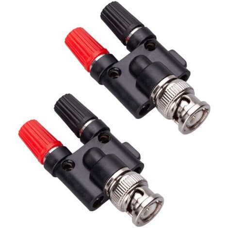 2PCS BNC Male Plug to 2x4mm Double Banana Jack Socket Binding Post Audio Adaptateur Connecteur (1/5)