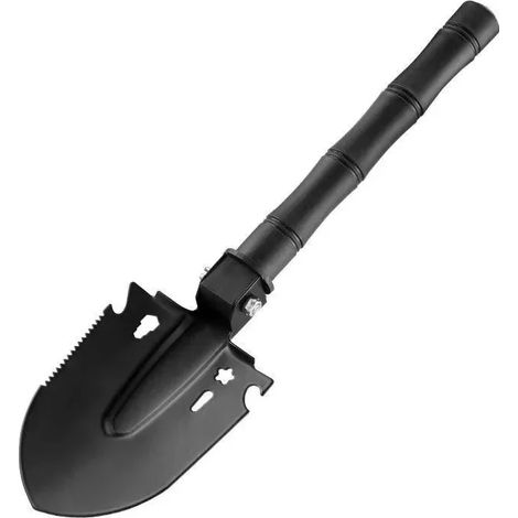 (Noir) Pelle multifonctionnelle d'extérieur, pelle portable et pratique pour creuser, pelle de plage, équipement de camping. (1/5)