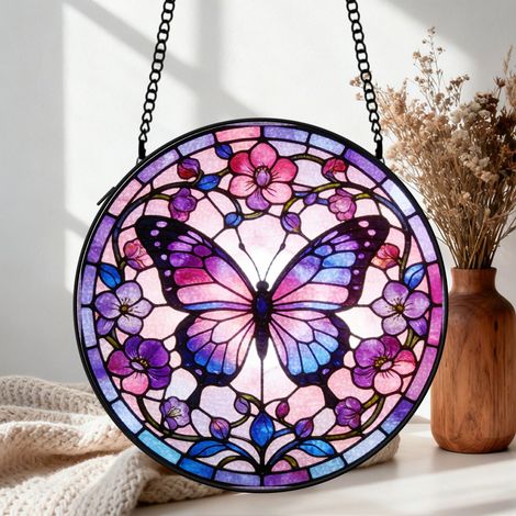 Vitrail perroquet attrape-soleil 16 cm décoration fenêtre suspension raffinée cadeau grand-mère (1/5)