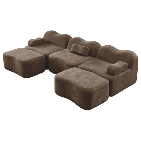 Canapé Panoramique Modulable en U 2 Poufs Inclus 288x167x70cm Marron (1/5)