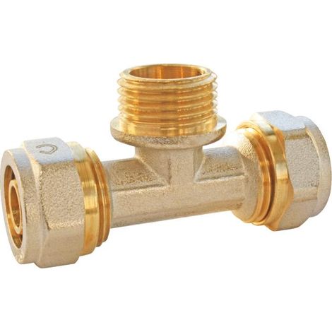 Té mâle à compression pour tube Multicouche Ø16mm - mâle au centre 15/21 (1/2")