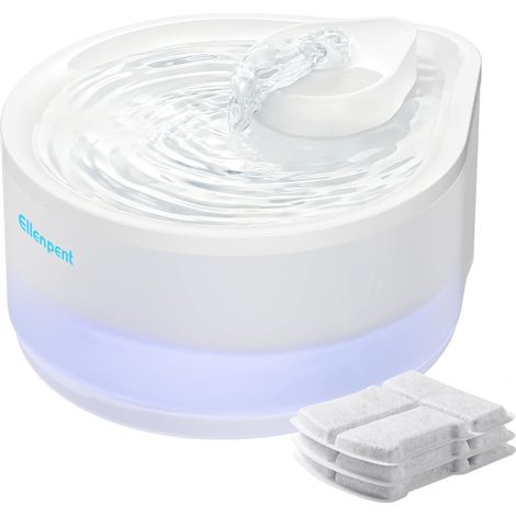 Fontaine a Eau Chat Automatique 2,5L Silencieuse BPA-Free Silencieuse, 3 Filtres Inclus, Niveau d'eau visible, Nettoyage Facile, Idéale pour Chat, Compacte, Blanche (1/5)