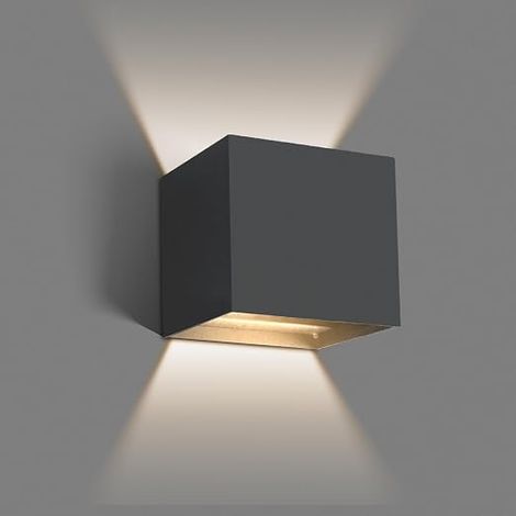 Modern Black 620LM Outdoor Indoor Wall Light, 620LM Adjustable Angle, LED Wall Light Up and Down, 6W 4000K IP65 Waterproof for Porch, Patio, Garden, Bedroom (1/5)