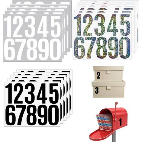 15-teiliges Set selbstklebender Hausnummern-/Briefkastenaufkleber – Schwarz/Weiß (1/5)