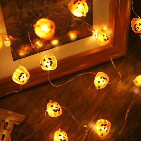 CCYKXA2pcs Guirlande Halloween Lumineuse, 200CM 20LED Citrouille Guirlande Halloween, Decoration Halloween extérieur et intérieur