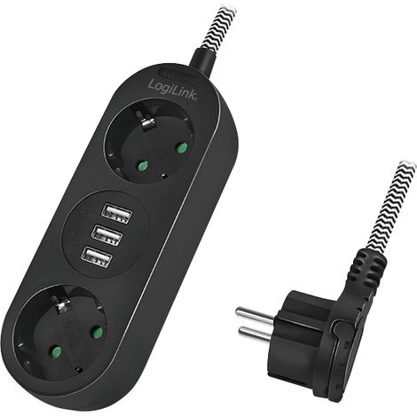 Steckdose geerdeter 2 wege 3xusb flachstecker (1/4)