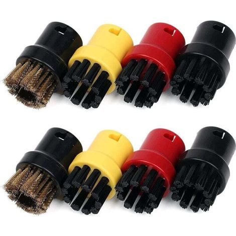 Set mit 8 Dampfreinigungsbürsten für Kärcher SC1 SC2 CTK10 SC3 SC4 SC5 SC7, runde Nylon- und Messingbürsten für Dampfreiniger (1/4)