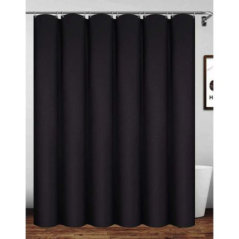 71 x 71 Inch Shower Curtain, Waterproof Polyester Bathroom Curtain with Hooks, Black