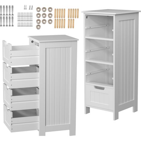 Étagères modernes armoire haute unité de rangement en bois blanc cabinet présentoir (1/5)