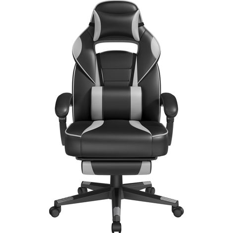 Fauteuil de Bureau Ergonomique, Chaise Gaming avec Appui-Tête, Coussin Lombaire, Réglable en Hauteur, Noir et Gris (1/5)