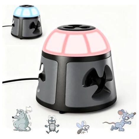 Répulsif ultrasonique à 360° contre les souris et les rats, 4 modes, avec lumière clignotante, à brancher, efficace contre les rongeurs, les araignées, les cafards et les acariens. (1/5)