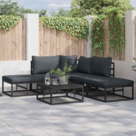 vidaXL Garden Sofa Set with Cushion 5 pcs Black Aluminium (1/5)